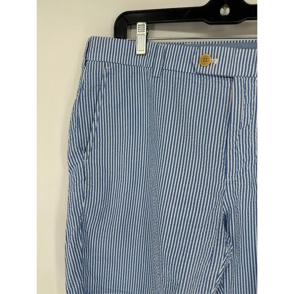 Brooks Brothers Mens Seersucker Bermuda Shorts Size 36 Blue Striped 9" Nautical - Picture 2 of 12